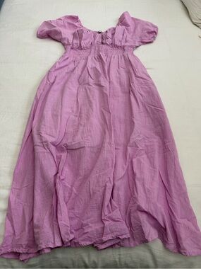 Grace Karin Lavender-Pink Puff Sleeve Maxi Dress